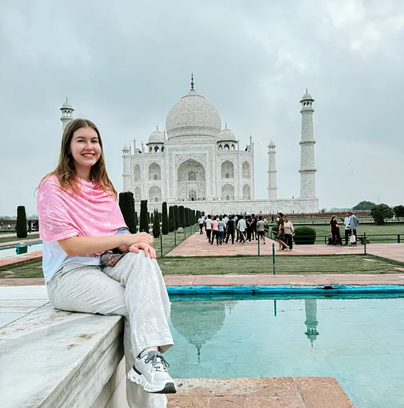 Hannah Gish at the Taj Mahal in India. Courtesy photo.