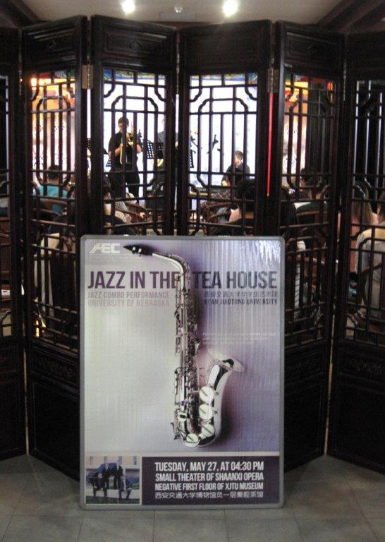 Jazz Group Performing with tea house poster in frame
