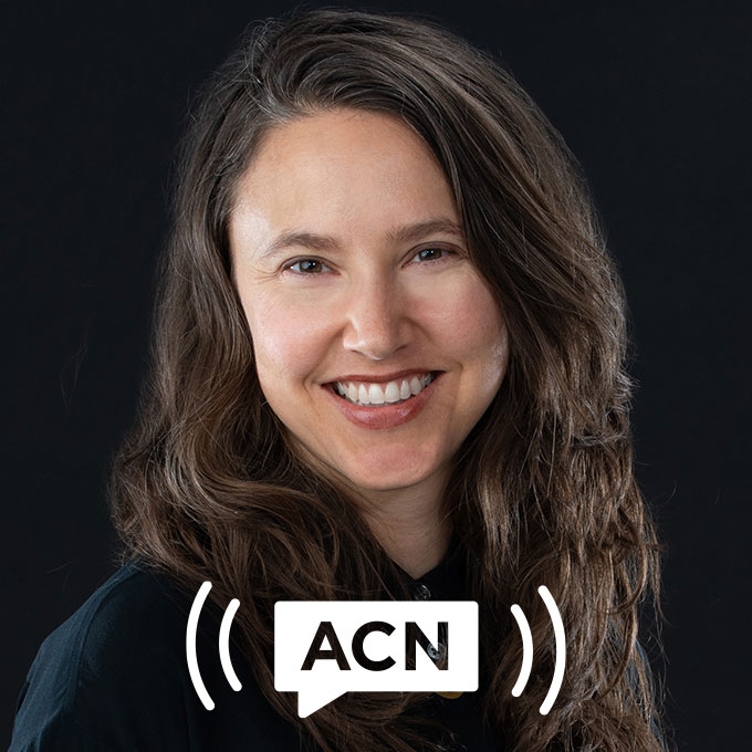 Portrait of Katie Anania with ACN mark