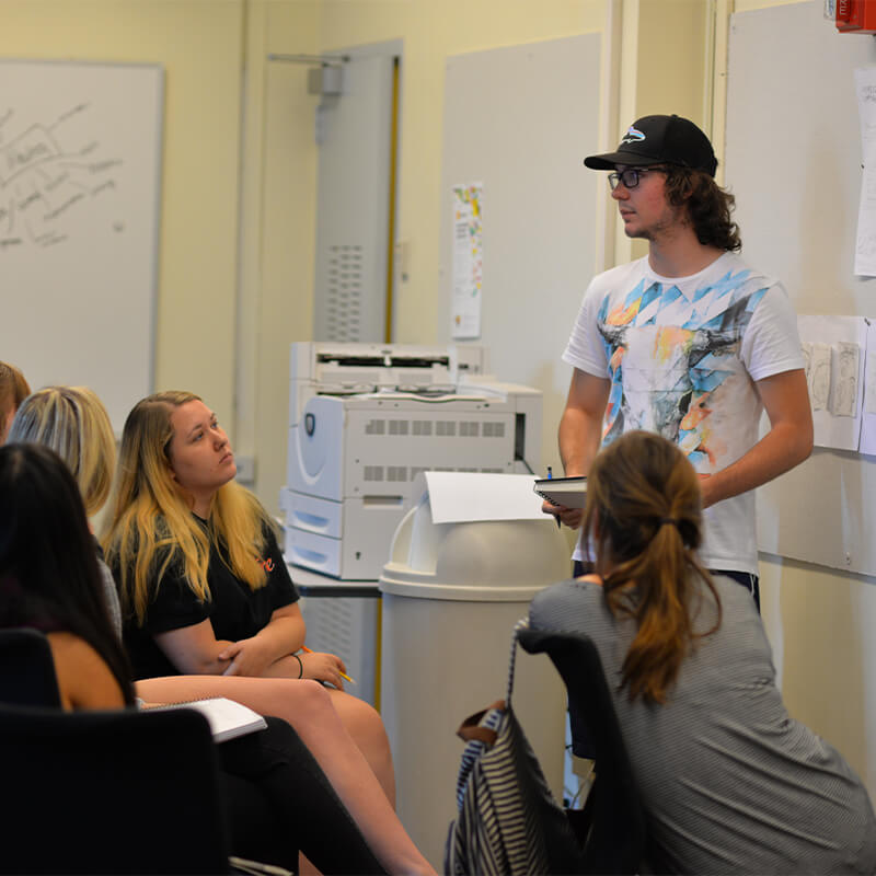 Students talking in class