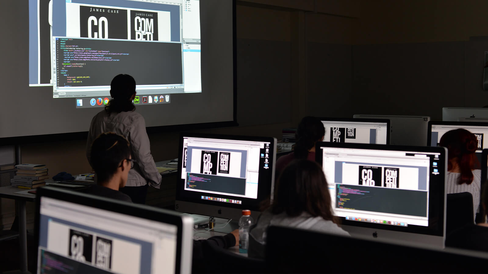 Students working on computers in lab