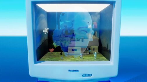A CRT monitor with a miniature diorama built inside of it.