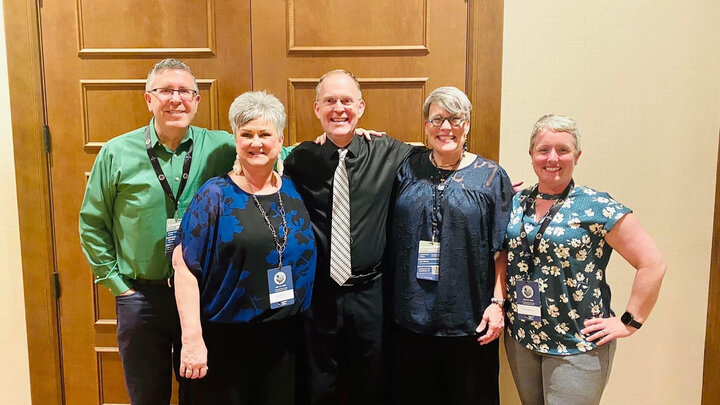 Left to right:  Composer Jaren Hinckley, Diane Barger, Mark Clinton, Denise Gainey and composer Jenni Brandon at ClarinetFestÂ®. Courtesy photo.