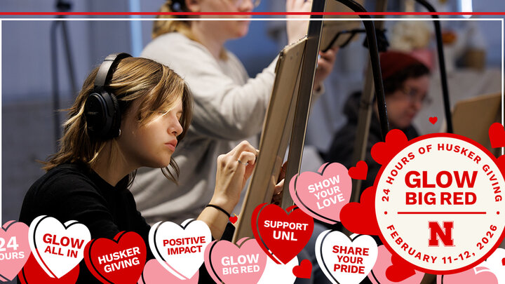 Glow Big Red is Feb. 11-12, noon to noon. The Hixson-Lied College of Fine and Performing Arts would appreciate your support!