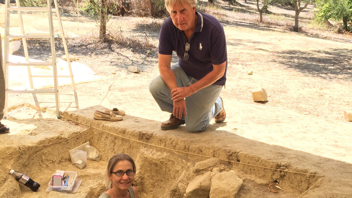 Jack Davis and Sharon Stocker at the Pylos Tomb. Courtesy photo.