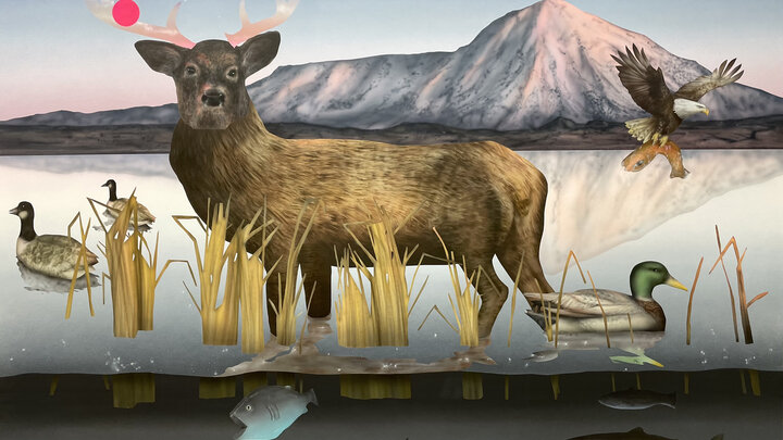 Matt Belk, "Deer," 2023, acrylic on canvas, 39" x 48". 