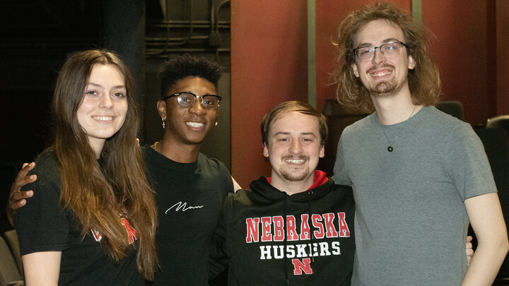 âThe Flickâ cast includes (left to right) Sofia Drelicharz, Mekhi Mitchell, Jackson Wells and Luke Stursma. Photo by Brian Garbrecht. 