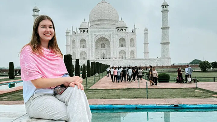 Hannah Gish at the Taj Mahal in India. Courtesy photo.