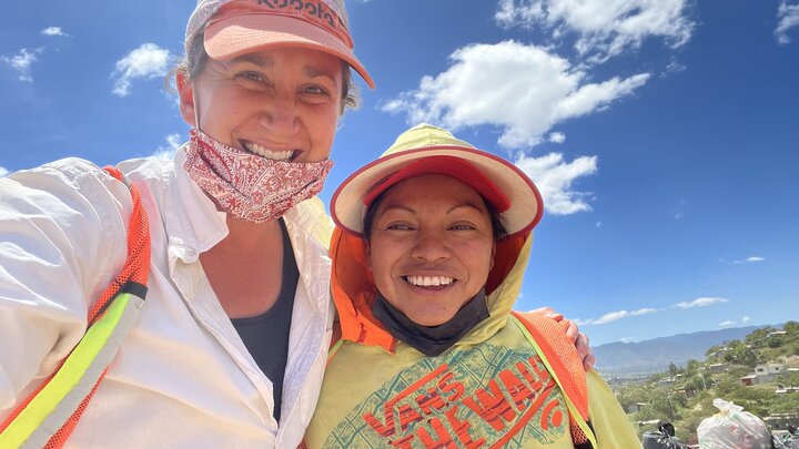 Kristen Graves (left) with Patricia García, the president of the Güie-Niza Labor Union in Oaxaca, Mexico. Graves’ paper titled “Song from the Discarded: The Multisensory Shaping of a Community Corrido in the Oaxaca Dump” won the Bess Lomax Hawes Prize in Applied Ethnomusicology from the Society for Ethnomusicology.