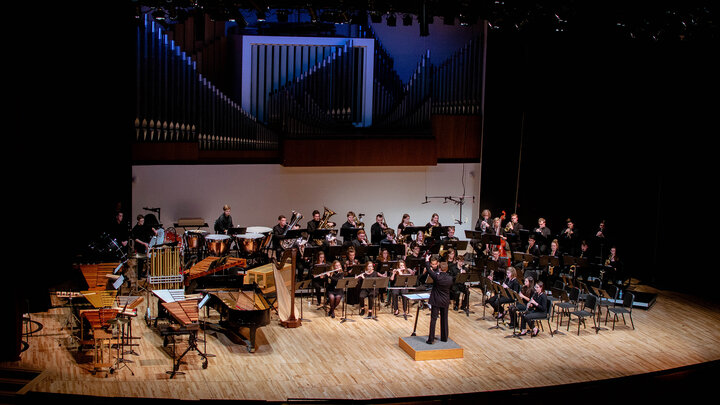 UNL Wind Ensemble on stage at Kimball Recital Hall (file photo). 