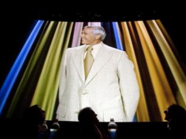 The South Theater at the Mary Riepma Ross Theatre is used for many purposes, in this case a viewing of the Tonight Show with Johnny Carson