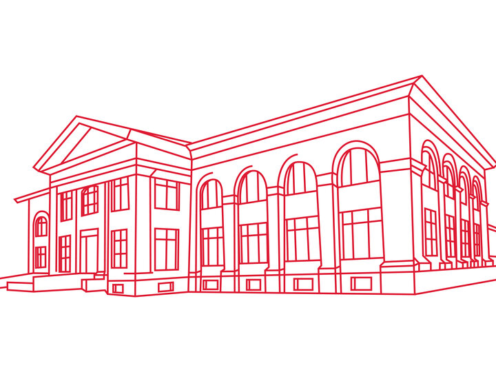 Line drawing of Richards Hall