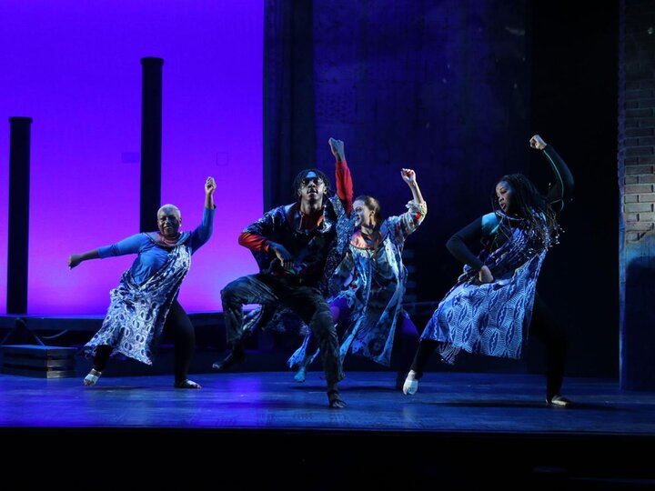 Carson School students performing in 'Dontrell, Who Kissed the Sea,' a Nebraska Repertory Theatre production.