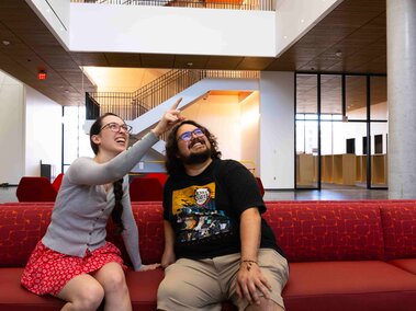 Graduate students see the new Westbrook Music Building