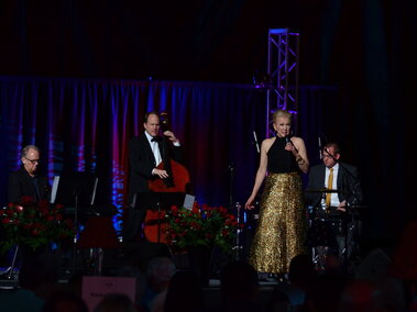 Left to right: Tom Larson, Hans Sturm, Jackie Allen and Dave Hall perform at the Lincoln Mayor’s Arts Awards