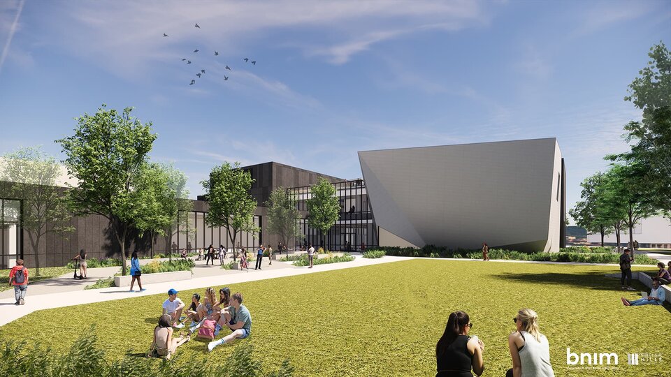 Exterior rendering of Westbrook Music Hall