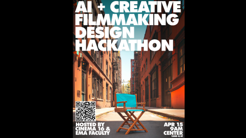 A one-day, intensive AI filmmaking hackathon will be held on April 15 at the Johnny Carson Center for Emerging Media Arts.