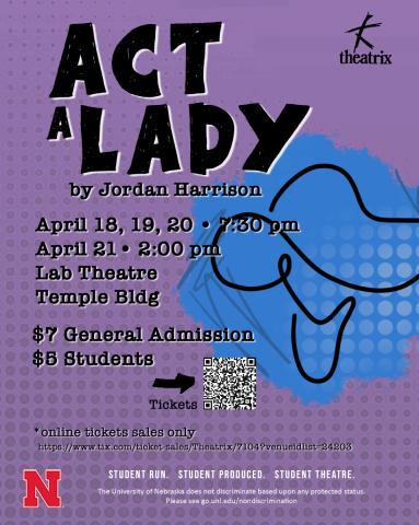 Theatrix presents “Act a Lady” April 18-21 in the Lab Theatre.