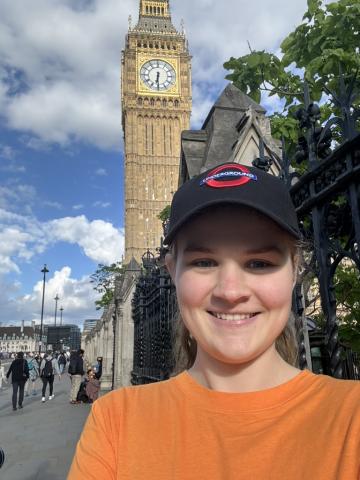 Evie Rawlings visits Big Ben in London. Courtesy photo.