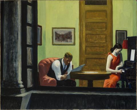 Edward Hopper, “Room in New York.” Sheldon Museum of Art, University of Nebraska–Lincoln, Anna R. and Frank M. Hall Charitable Trust, H-166.1936.
