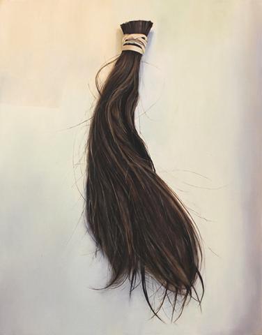 Julia Leggent, “Cutting Ties,” oil on clayboard, 14” x 11”, 2019.