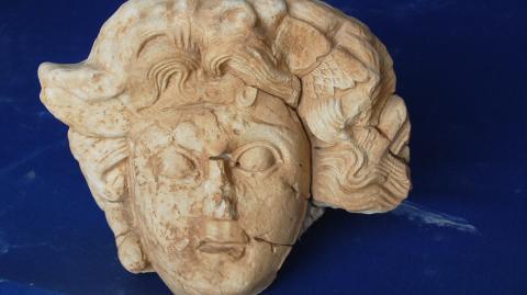 A slightly larger than life-sized head of Medusa recently discovered at the Antiochia ad Cragum archaeological site in Turkey. 