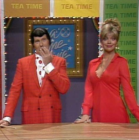 Teresa Ganzel with Johnny Carson in a Tea Time Movies with Art Fern sketch on “The Tonight Show Starring Johnny Carson.” Courtesy photo.