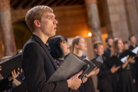 University Singers performs in the Nebraska State Capitol in early 2020. 