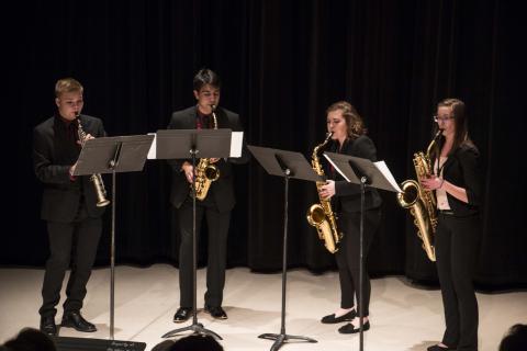Saxophone Quartet performing in Westbrook Recital Hall