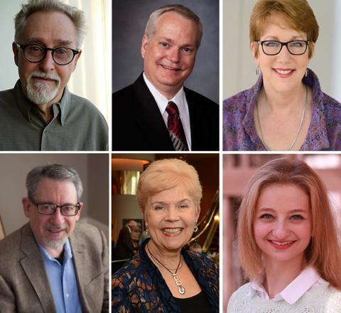 Alumni Board winners (clockwise from upper left): Lawrence McFarland, Dr. Lance Nielsen, Patricia Raun, Desiree Bartels, MarySue Harris and the Rev. Stephen Griffith.