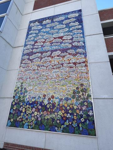 Eddie Dominguez’s 12’ x 22’ mosaic mural at Bryan East.