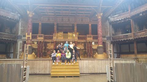 Thirteen theatre performance students in the Johnny Carson School of Theatre and Film studied abroad at Shakespeare’s Globe in London this summer. Courtesy photo.