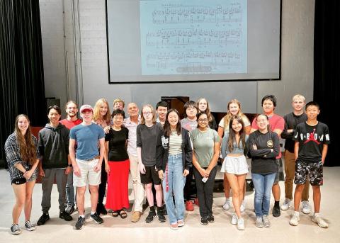 Paul Barnes with this year’s Lied Center Piano Academy participants.