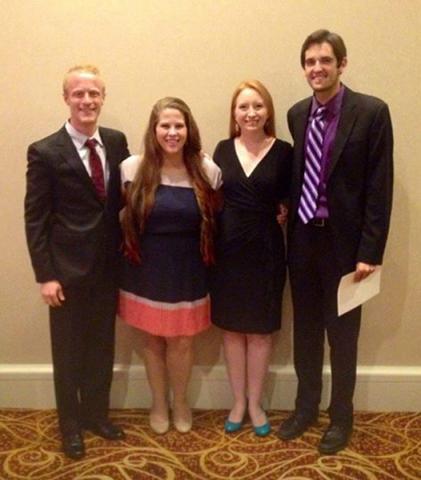 (left to right) Nathaniel Sullivan, Angela Gilbert, Kayla Wilkens and Jeremy Brown at the NATS National Conference.