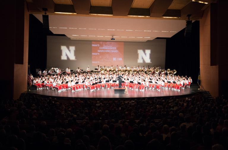 The Cornhusker Marching Band at the Lied Center for Performing Arts