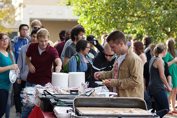 Students from the Hixson-Lied College of Fine and Performing Arts and College of Architecture came together for food, fun and music at the Friday Fusion Tailgate in the Arts Quadrangle on Oct. 24.