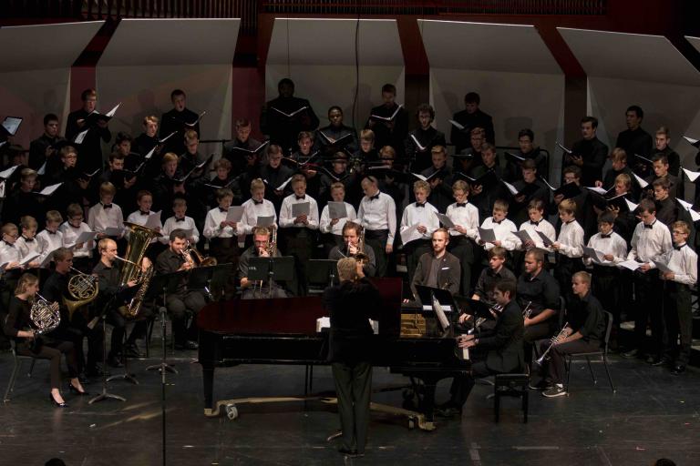 Men's Choir Festival combined choir performs at Kimball Recital Hall
