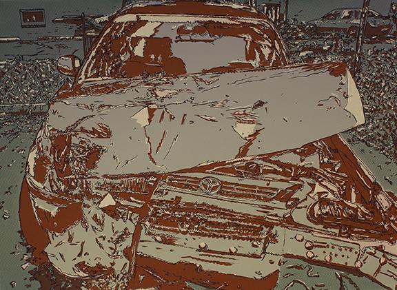 Keith Graham selection from “Zero Street” series, silkscreen, 22” x 30”, 2016.