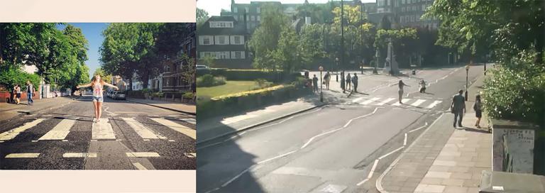 An image from Carlos Pacheco’s “Found,” an ongoing, globally collaborative exploration utilizing social media and live streaming webcams to pinpoint a moment in time and space from multiple perspectives. These images are from Abbey Road in London.