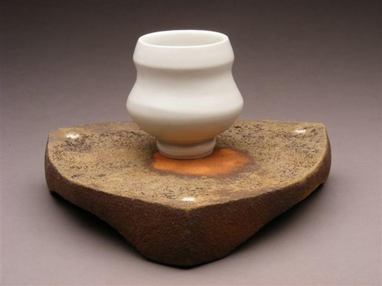 Amy Smith and Simon Levin, "Wadi," 9" in width, stoneware wood-fired to cone 10, porcelain fired to cone 10 in reduction, 2013