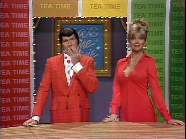 Teresa Ganzel with Johnny Carson in a Tea Time Movies with Art Fern sketch on "The Tonight Show." Courtesy photo.