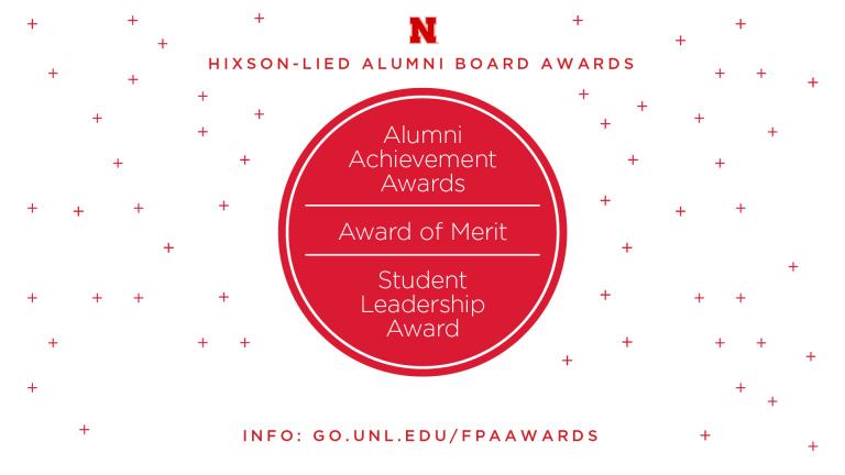 Nominations for the Alumni Achievement Awards, Award of Merit and Student Leadership Award are due Dec. 13.