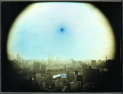 Takashi Akai’s daguerreotype titled “The Sun at the Apparent Altitude of 570 meters in West-Northwest Hiroshima” from “Exposed in a Hundred Suns.”