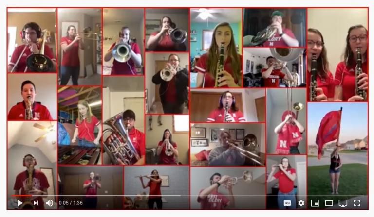 A collage video featuring members of the Cornhusker Marching Band playing "Dear Old Nebraska U" was put together by Nolan O'Keefe.