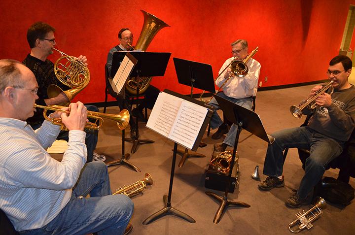 The University of Nebraska Brass Quintet rehearse "NeBRASSka" 