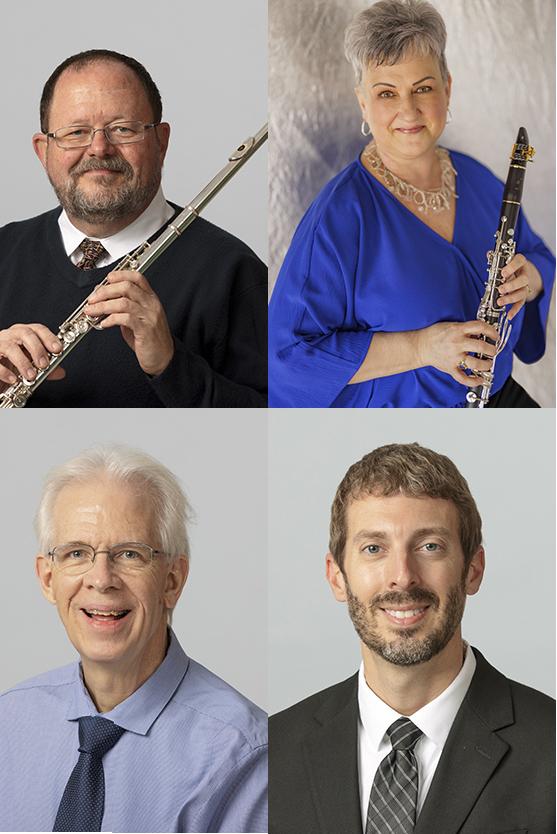 The Moran Woodwind Quartet includes (clockwise from upper left) John Bailey, Diane Barger, Nathan Koch and William McMullen.