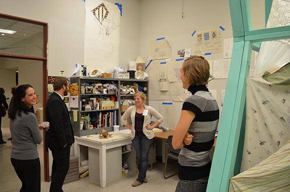 Visitors meet graduate students and tour their studios at a previous Open Studios event.