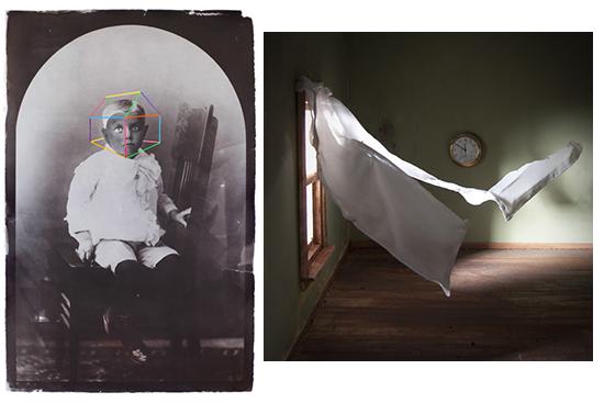 (left) Daniel Coburn, "Sanctuary," 2012 and (right) Nicole Hupp, "Curtain," 2012.