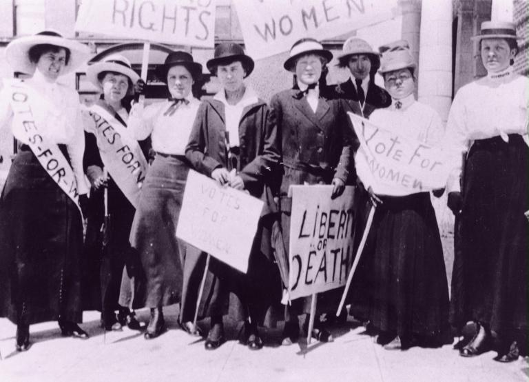Women campaign for the right to vote in Seattle in 1909.