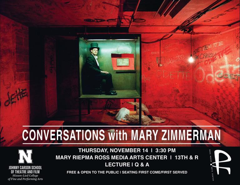 Mary Zimmerman joins us for a presentation and Q&A about her work on Nov. 14 at 3:30 p.m. at the Mary Riepma Ross Media Arts Center. 